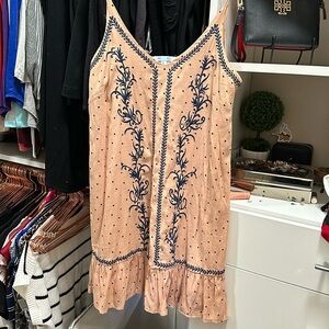 Peach and blue dress
